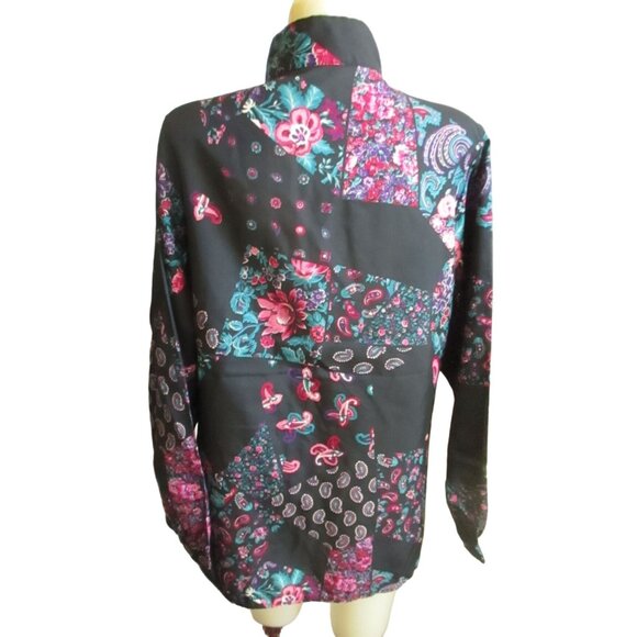 Vintage Women's Top 18 Large 1980's DonnKenny Black Polyester wild print Nylon L - Picture 5 of 9